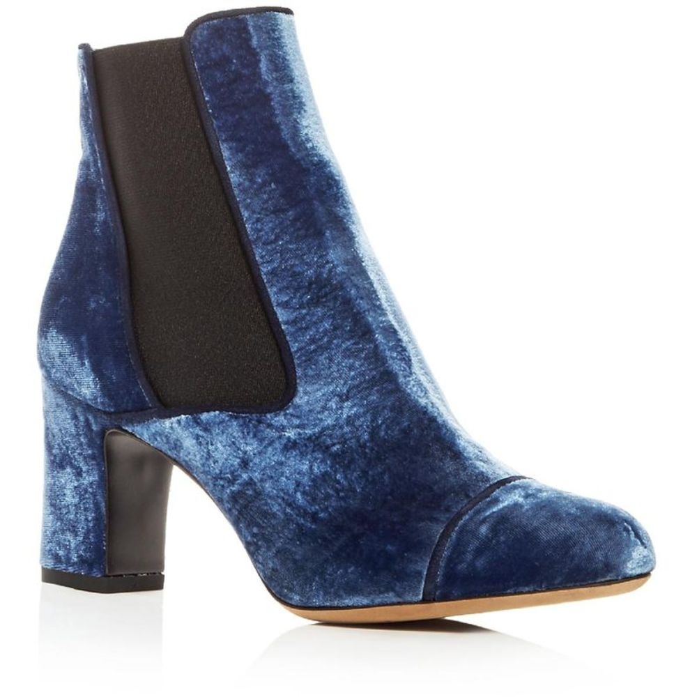 Tabitha Simmons Womens Kiki Blue Velvet Pull On Stretch Ankle Boots Shoes NWT